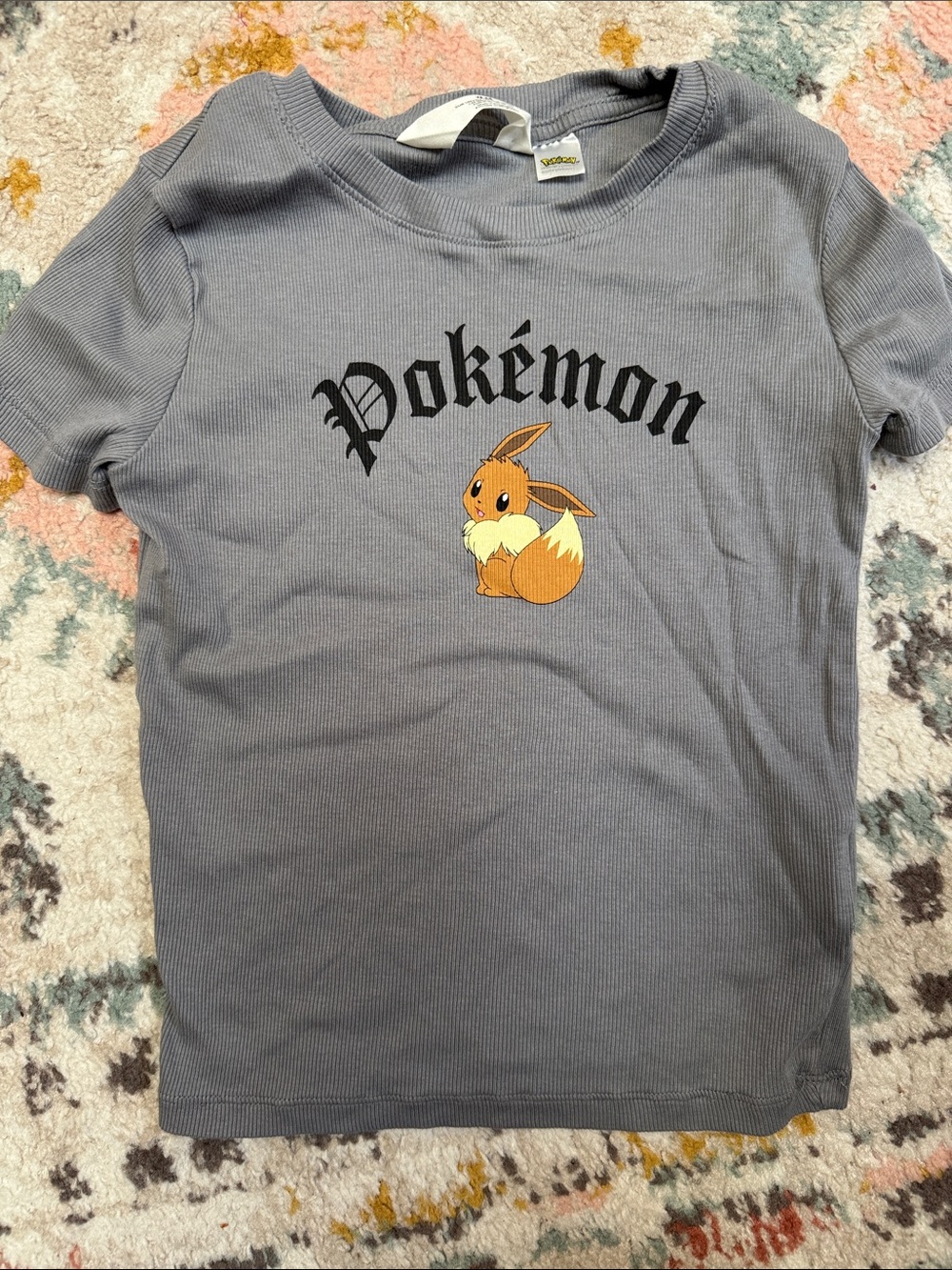 H&M Eevee Graphic Kids Tee 10/12- Gray
